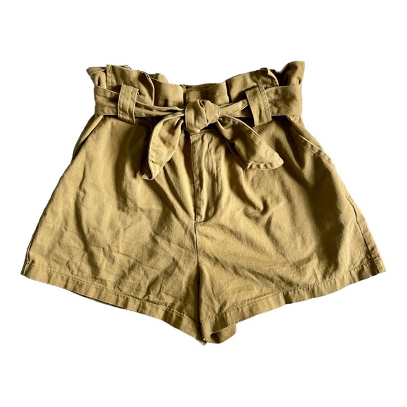 All in Favor Paperbag Belted Camel Colored Shorts - Picture 6 of 10